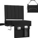 Stadium Seat for Bleachers with Back Support, Portable Bleacher Seat with Wide Comfy Padded Cushion, Metal Hook, Folding Stadium Chair with Shoulder Strap, Carry Handle, Cup Holder (Black)