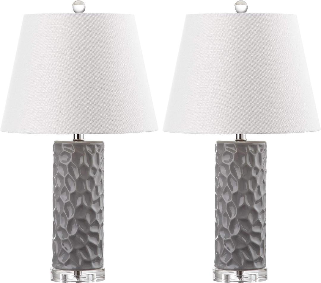 Safavieh Lighting Collection Dixon Grey White and Grey Base Table Lamp, Set of 2
