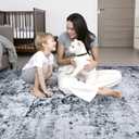 5x7 Area Rug Living Room Rug: Washable Modern Abstract Soft Thin Rug Indoor Floor No Slip Stain Resistant Carpet for Bedroom Dining Room Farmhouse Nursery Home Office - Black