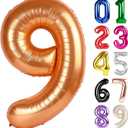 9 Balloon - Orange Birthday Number Balloons, 40 Inch Large Foil Balloons for Men Women Boys Girs Orange Themed Birthday Decorations