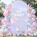 White and Silver Arch Backdrop Cover 7.2FT Wedding Arch Covers Stretchy Backdrop Birthday Party Colorful Arch Cover Spandex Balloon Banquet Graduation Bridal Baby Shower Photo Background Decoration