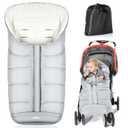 Orzbow Universal Footmuff for Baby, Winter Warm Stroller Bunting Bag, Waterproof Windproof Warm Coral Fleece Lined Toddler Sleeping Bag, Light Grey (Large)