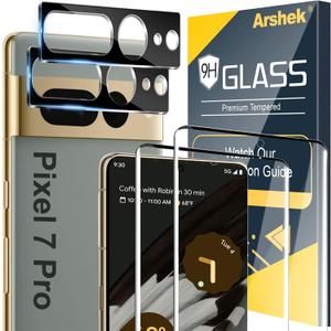 [2+2 Pack] for Google Pixel 7 Pro Screen Protector, 9H Tempered Glass, Ultrasonic Fingerprint Compatible, 3D Curved, HD Clear Scratch Resistant for Google Pixel 7 Pro 5G Glass Screen Protector