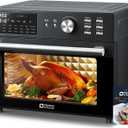 Kitchen in the box 32QT Extra Large Air Fryer Toaster Oven Combo, 21-in-1 Countertop Convection Toaster Oven with Rotisserie and Dehydrate, 6 Accessories, 1800W Dual Cook Preset (Black), 15.8"D x 17.8"W x 13.4"H