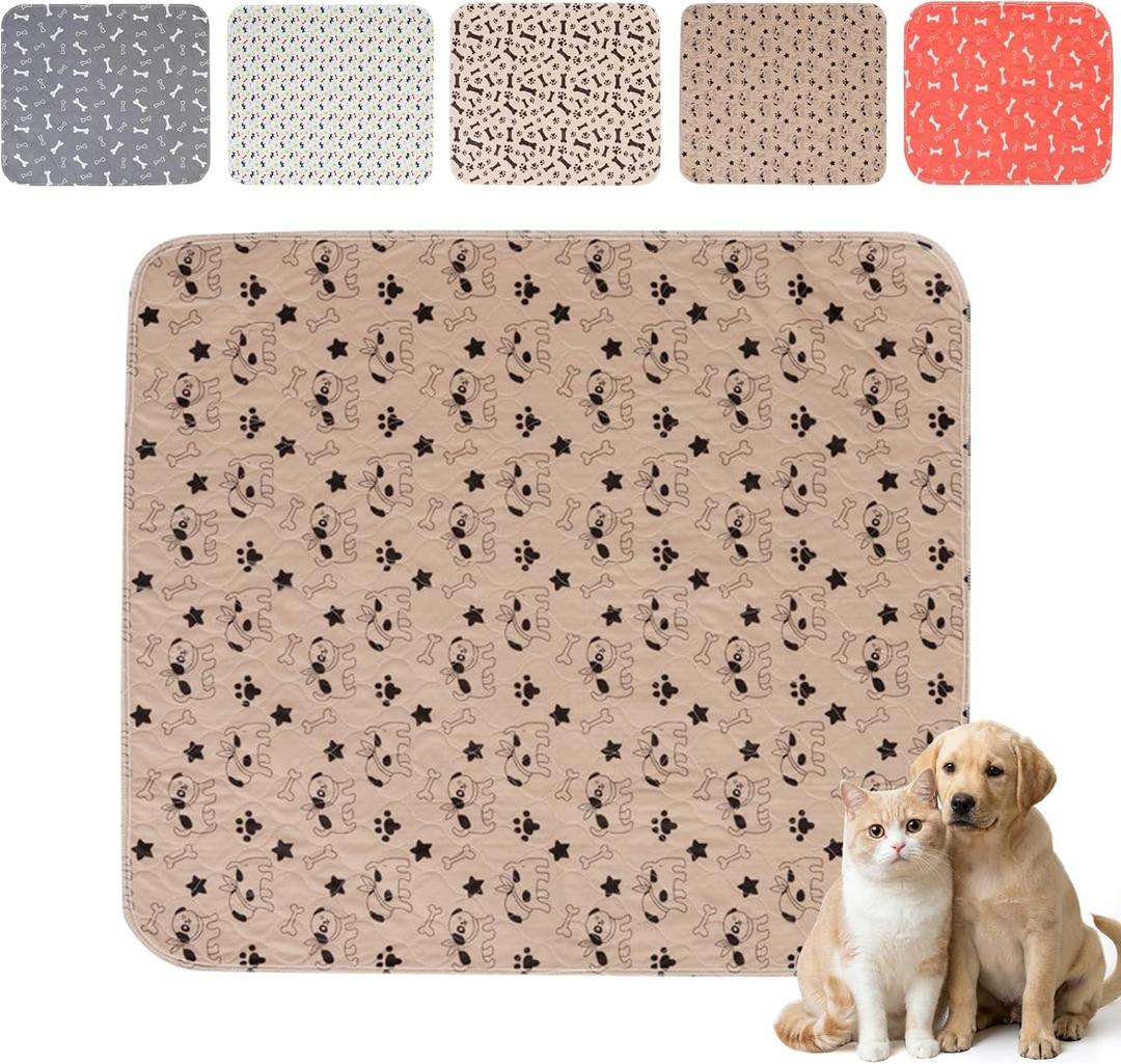 Puppy Pads with Pheromones,Washable Pee Pads for Dogs,Reusable Pee Pads for Dogs,Waterproof and Leak-Proof,Non-Slip Base Training Pads Suitable for Home,Travel and Dog Crates(Brown Puppies,L)