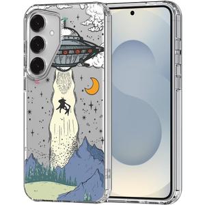 MOSNOVO Case for Samsung Galaxy S25 Plus, [Buffertech 6.6ft Military-Grade Drop Protection] [Anti Peel Off Tech] Clear TPU Bumper Phone Case Cover Design - UFO