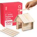 Gusto [1000 Count] Jumbo 6 Inch Wooden Multi-Purpose Popsicle Sticks, Craft Sticks for ICES, Ice Cream, Waxing, Tongue Depressor Wood Sticks -(Formerly Comfy Package) (Natural)