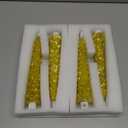 DN DECONATION 4PCS Flameless Christmas Tree Candles with Remote, LED Christmas Flameless Taper Advent Candles Battery Operated, Gold Tree Shaped Fake Candle Sticks for Table Decor Window Decorations (Set of 4)