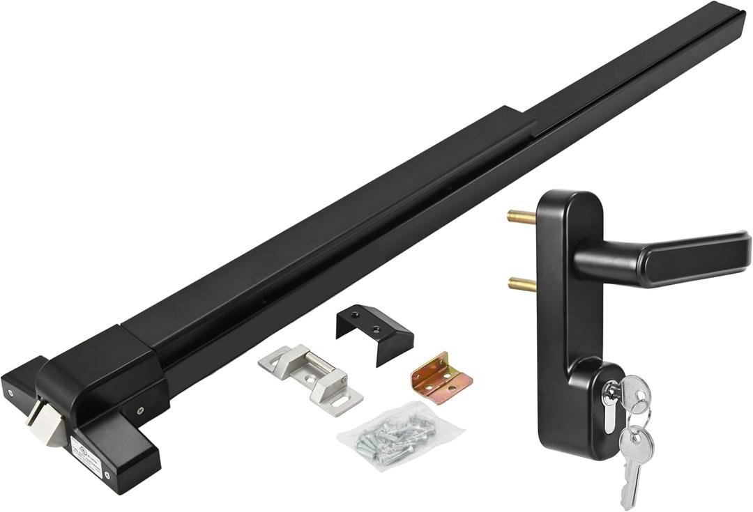 Commercial Push Bar Panic Exit Device with Lever Handle, 304 Stainless Steel, UL10C & ANSI Grade 1 Certified, Emergency Door Hardware (1710P- Push Bar Panic Exit Device+Lever Handle)