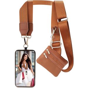 XANGNIER Clip and Go Strap for Phone with Wallet Crossbody, Phone Strap with Zippered Wallet, Adjustable Anti Theft Cellphone Lanyard for Women, Cellphone Chain Accessories,Multicolor 13