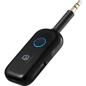 BYDIFFER Bluetooth Transmitter Receiver for Headphones Wireless Dual Pairs, AptX Low Latency 3.5mm Aux Audio Bluetooth 5.2 Adapter Splitter for TV, Airplane, Car, Gym, PC (Black)