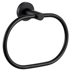 APLusee Matte Black Towel Ring, Stainless Steel Oval Hand Towel Holder for Bathroom Kitchen, Wall Mounted