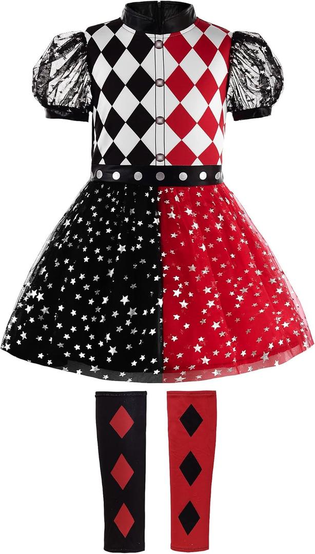 ReliBeauty Clown Halloween Costume for Girls Cosplay with Knee Pads (5/120)