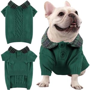 Dog Sweater Soft Polo Pullover Dog Sweaters for Small Medium Dogs Cats Knitted Thick Warm Puppy Clothes for Chihuahua Yorkie Bulldog Christmas Cold Weather Pet Outfits (XXL (Back: 20.8",Chest: 27.9", 45-70Ibs), Dark Green)