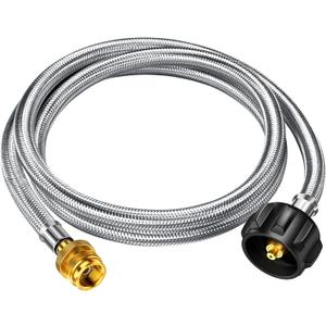 5ft Propane Hose Adapter 1lb to 20lb Converter for 5 lb to 40 lb Tanks, Anti-bite LP Tank Gas Hose for Weber Q Travel Grill/17&22Blackstone Griddle/Coleman Camping Stove/Mr Buddy Heater (5ft Updated)