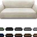 Couch Cover Leather Look 3 Seater Couch Sofa Cover 1-Piece Sofa Slipcover Stretch Furniture Protector with Elastic Bottom & Pockets(Sofa, Beige)