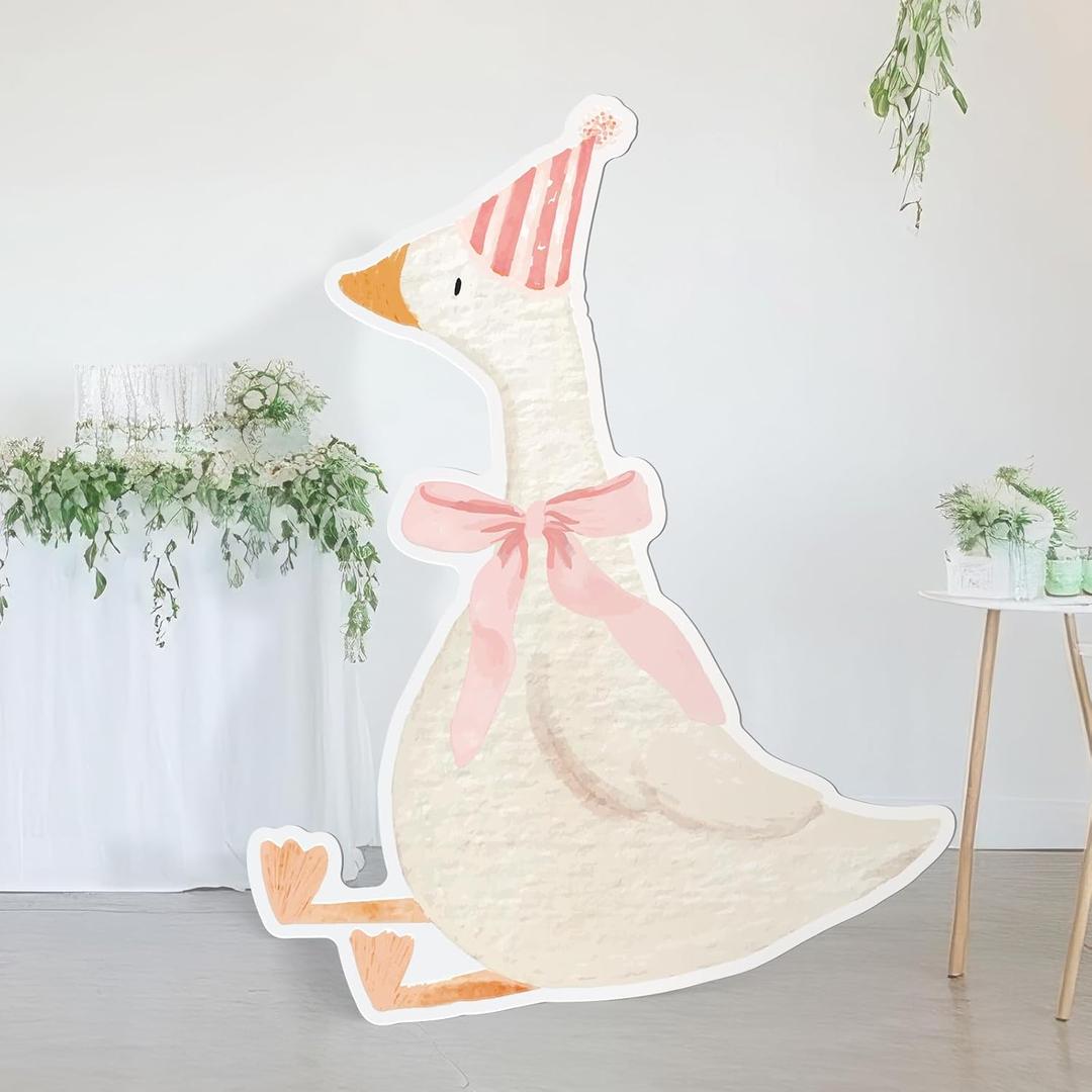 Croblissful One Silly Goose Party Decorations 1st Birthday Backdrop Duck Animal Background Prop for Birthday Baby Shower Party Supplies (Pink,Goose)