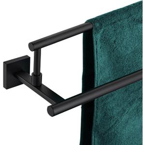 KOKOSIRI Bathroom Towel Bars 20 Inch Double Towel Rails Matte Black Towel Holder for Kitchen Garage Wall Mount Stainless Steel B5009BK-L20