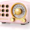 Retro Bluetooth Speaker, Vintage Radio-Greadio FM Radio with Old Fashioned Classic Style, Strong Bass Enhancement, Loud Volume, Bluetooth 5.0 Wireless Connection, TF Card and MP3 Player (Pink)