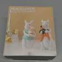 PEACELOVER Easter Bunny Figurines Hand Painted, Resin Bunny Statues Weather Resistant, 4.72 Rabbit Statue Decor Tabletop Ornament Set of 2 with Carrots and Eggs(White Set)