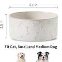 UBEE Ceramic Dog Bowl, Dog Food Bowl Dish, Pet Food Water Dish Feeding for Small and Meidum Dogs and Large Cat, White, Paw + Bone Pattern, 6.1 in-Medium
