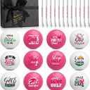 Realspring 25 Pcs/12 Sets Women's Golf Ball Funny Golf Ball for Women with Tees Gift Box and Golfing Gifts for Women Coworker Employee Golfer (Pink, Playful Style)