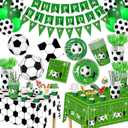 172 Pcs Soccer Party Plates Tableware Set Serves 24 Soccer Party Decorations Supplies Includes Plates Napkins Banner Cups Tablecloth for Soccer Birthday Party Decorations