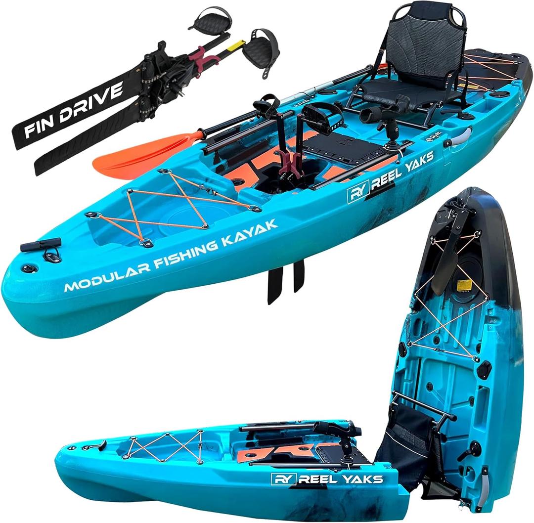 Reel Yaks Rapido Modular Fishing Kayak - 10.8ft Lightweight, Sit On Top Kayak for Adults & Youth - Stable & Portable, Ideal Space-Saving Design for Travel - 400 lbs Capacity