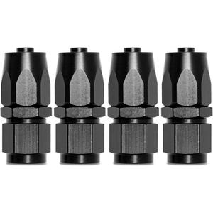 6AN Straight End Fitting 4 Pcs for Braided Fuel Oil Gas Line Hose End 6 AN Fittings Aluminum Black