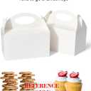 Happyhiram 50 Pcs Party Treat Boxes - White, 6 Inch Candy Boxes with Handle - Paper Cookie Gift & Snack Goodie Bags for Kids Birthday, Baby Shower, Wedding