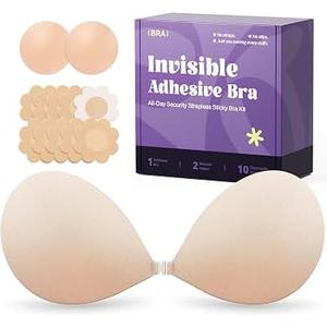Invisible Strapless Sticky Bra Push up for Women, Ultra Adhesive Bra for Backless Dress, Cleavage Bra Lift Novelty Bras Size B
