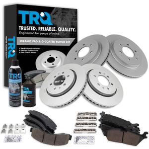 TRQ Front and Rear Brake Pad & Rotor Kit Brake Chemical Kit Brake Pads Brake Rotor Ceramic Vented Premium G-Coated Compatible with 2018-2020 Ford Expedition F-150 Lincoln Navigator