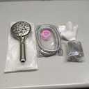 Brushed Nickel Shower Heads Handheld with On Off Switch,8-Mode High Pressure Shower Wand with 79In Stainless Steel Hose&Bracket PLUS Low-Reach Adhesive Wall Mount Holder for Kids&Elderly