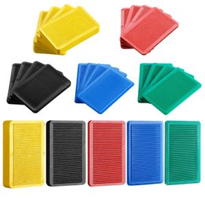 Pangda 300 Pieces Structural Tile Plastic Shims for Leveling 1/13'', 1/9'', 1/7'', 1/5'', 2/5'' Plastic Flat Furniture Shims for Toilet Door, Yellow Red Black Green and Blue