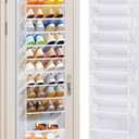 MISSLO 12 Tier Over the Door Shoe Organizer Large Capacity Hanging Shoe Rack for Closet Storage Narrow Sneaker Holder for Door Fit 24 Pairs Sandals, Heels, Boots (White)