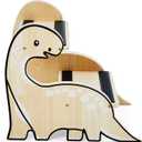 Wooden Two-Step Stool for Kids and Toddlers With Non-Slip Pads - for Bathroom, Kitchen, Bedroom (Dinosaur)