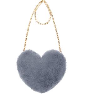 Heart Shaped Faux Fur Clutch Purse Fluffy Crossbody Shoulder Bag for Women Halloween Christmas Valentine