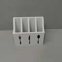 Farmlyn Creek Small Wooden Utensil Holder with 5 Slots for Fork, Knife, and Spoons, Silverware Holder for Countertop, Kitchen Organization, Home, RV, Camper, and Office (White, 7x5.25x6.5 in)
