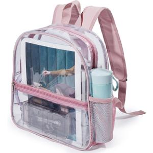 Clear Backpack for Stadium Approved 12612, Small Clear Bag for Stadium Events and Concert Sport Event, Rose Gold