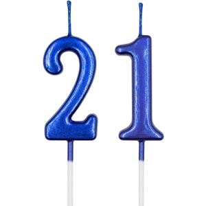 21st & 12th Birthday Candles, Blue Number 21 12 Candle for Cake, Happy Birthday Cake Topper Decoration for Birthday Anniversary Celebration Party Supplies