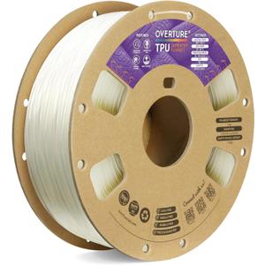 OVERTURE TPU Filament 1.75mm Flexible Roll, 95A Soft 3D Printer Filament, 1kg Spool (2.2 lbs), Fit Most FDM Printer (TPU Transparent)