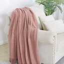 BOURINA Coral Pink Throw Blanket 50 x90 Inches Textured Solid Soft Sofa Throw Bed Runner Knitted Decorative Blanket