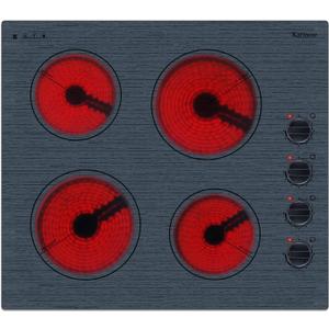 Karinear 4 Burners Electric Cooktop 24 Inch,Electric Stove Knob Control, Built-in Electric Ceramic Cooktop with Beautiful Pattern Glass Surface, 6000W, 220-240v Hard Wired(No Plug)