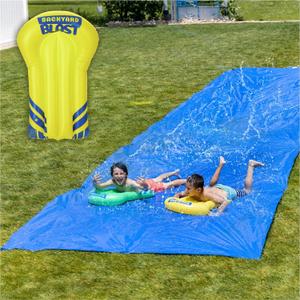 BACKYARD BLAST Giant Slip and Slide for Adults and Kids - Heavy Duty Large Slip n Slide Water Slide for Kids Backyard Outdoor Water Play Includes Inflatable Riders, 30 ft