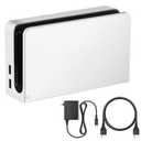 TV Dock Station with Ethernet LAN Port - 3 in 1 Replacement Switch and OLED TV Base Docking Set with Upgraded IC Module, Charger, HDMI Cable Accessories - Not for Switch 2 (White)