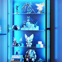 AODK Display Case with LED Lights, Display Cabinet with Glass Storage Shelves, 4-Tier Curio Cabinet for Collectibles with Open Shelf, Black