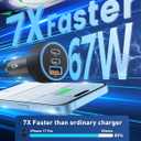 67W 3-Port Super Fast Type C Car Charger USB C for Samsung Galaxy S26 S25 S24 S23 S22 Ultra, iPhone 17/Air/16/15 Pro Max, Android, PD/QC Car Phone Adapter Accessories for Men Women + 3FT USB-C Cable