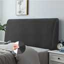 DUJUIKE Headboard Cover for Queen Bed, Stretchy Velvety Headboard Slipcover, Dustproof Durable Protector Cover for Bed Headboard, Velvet Soft Fabric (Jet Black) (Queen Headboard Length (59"-67"))