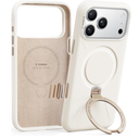 TORRAS Q3 Silicone 360 Spin for iPhone 17 Pro Case with Stand, Fit for MagSafe, Magnetic Ring Kickstand with Camera Control, Liquid Silicone Rubber Soft Phone Case for iPhone 17 Pro 6.3'', Light Ivory