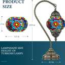 Marrakech Tiffany Style Stained Glass Table Lamp, Handmade Turkish Moroccan Mosaic Glass Lamp with Swan Neck Bronze Base, LED Bulb Included, Vintage Beside Lamp for Bedroom Decoration (Colorful1)